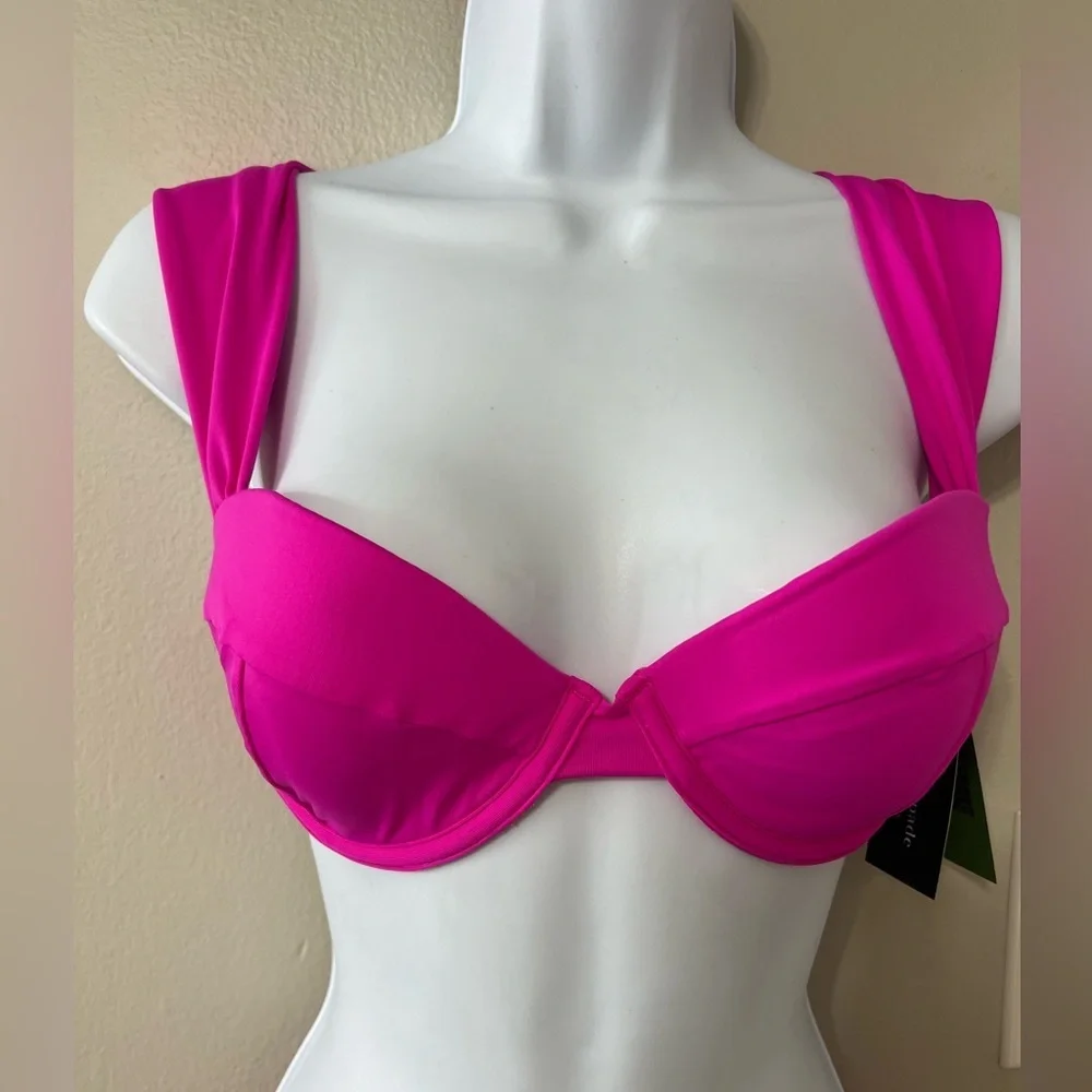 Kate Spade Bikini Set Size Small NWT Hot Pink Underwire Top 2 Piece Swimsuit